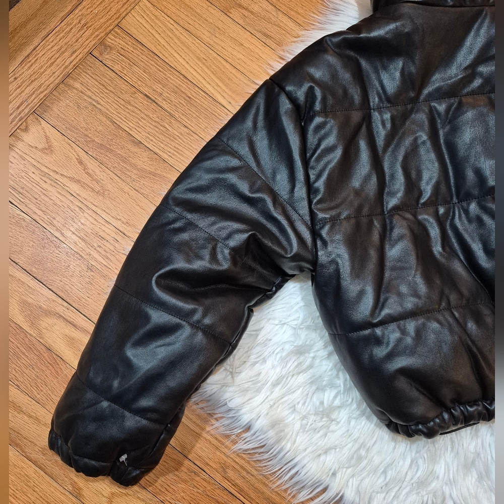 ME JANE Black Women's Puffer Faux Leather Jacket SIZE M. - Picture 8 of 16